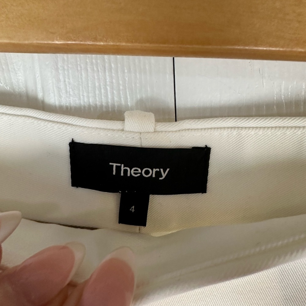 Theory White Trousers Sz.4 Euc - image 2